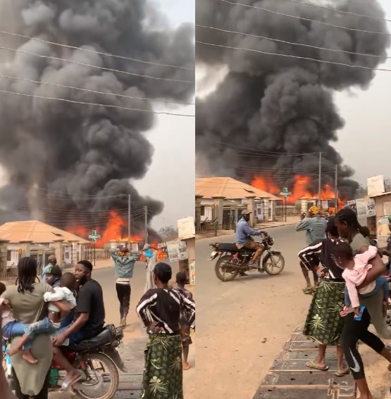 Fire razes furniture shop in Ibadan, Oyo state (video)