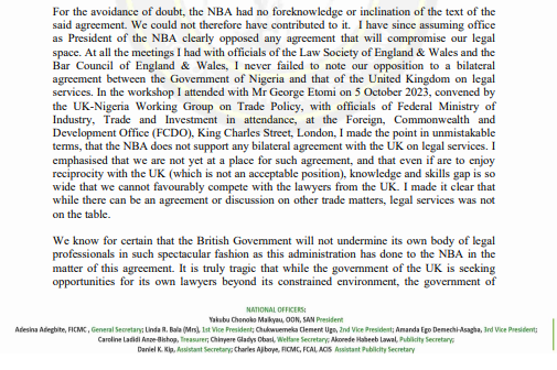 NBA kicks against Nigeria-UK trade deal that will allow UK lawyers to practise in Nigeria