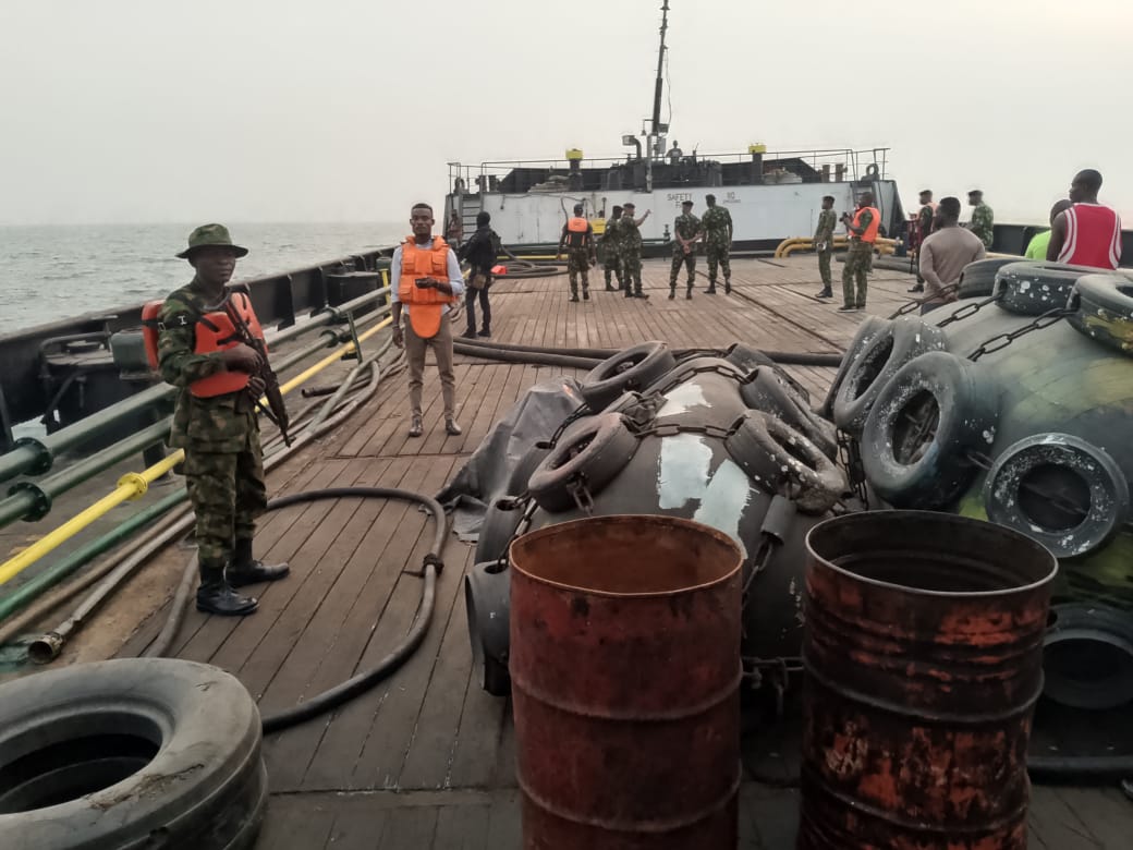 11 arrested as Navy intercepts vessel with alleged stolen crude