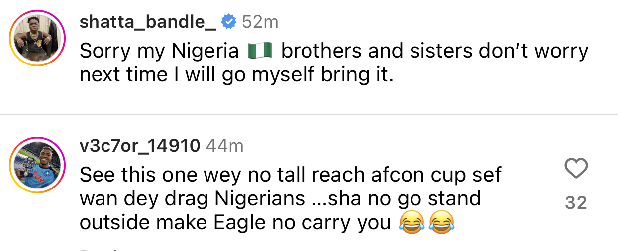 Shatta Bandle trolls Nigerians after Super Eagles lost out in the AFCON 2023 finale