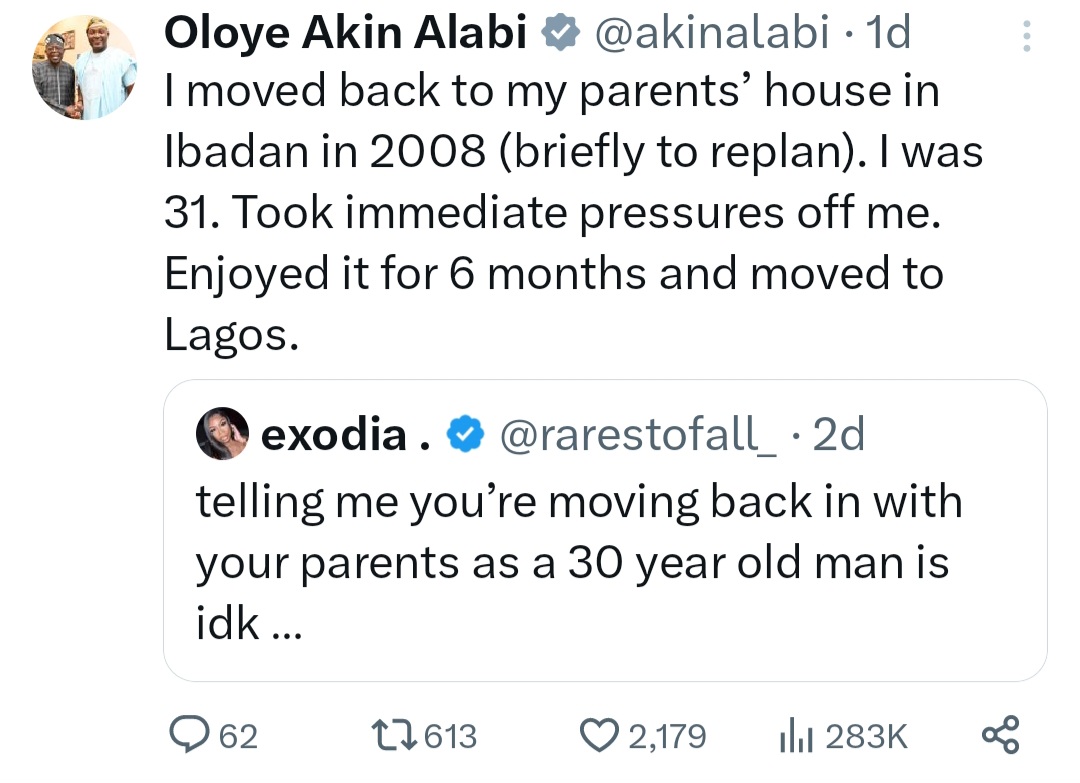 Akin Alabi explains why he moved back in with his parents at 31
