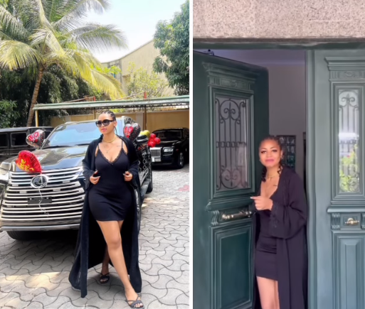 "Valentine is beautiful over here?- Actress/billionaire wife, Regina Daniels, writes as she shows off a Lexus SUV gift