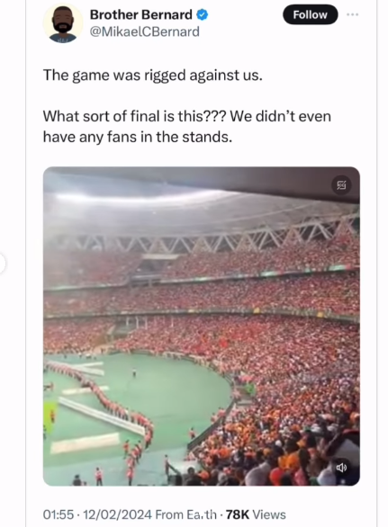 AFCON final: They were not selling tickets to Nigerians- X Influencer claims