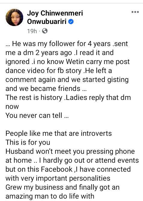 Reply that DM now. Husband won?t meet you pressing phone at home - Nigerian woman advises ladies as she gets engaged to her man whom she met on Facebook