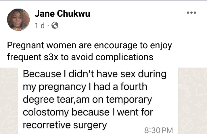 Nigerian doctor schools woman who claimed she had a perineal tear during childbirth because she didn