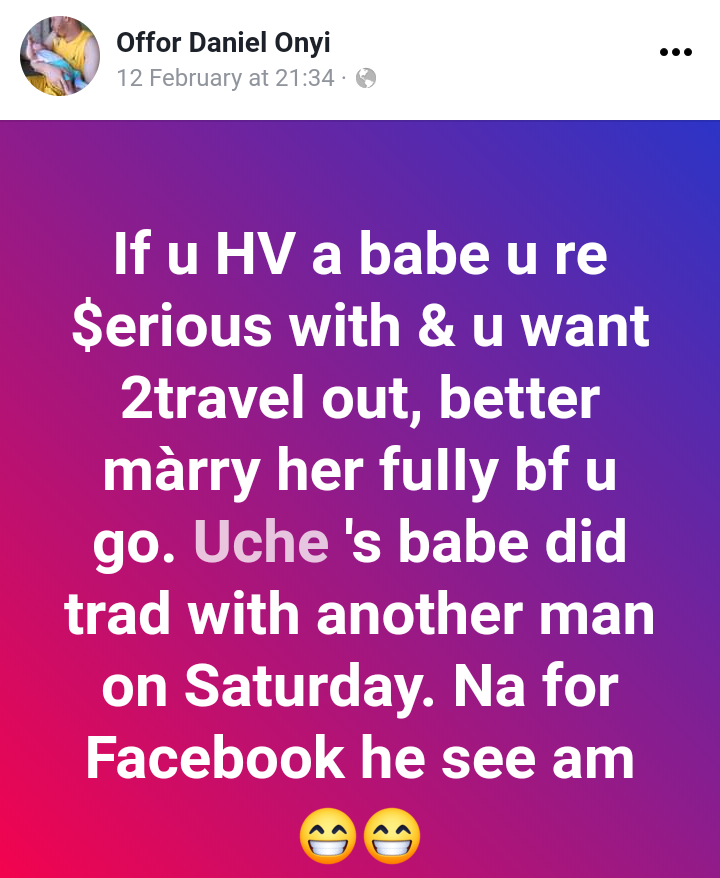 If you are in a serious relationship, better marry her before travelling out - Nigerian man advises men after his friend
