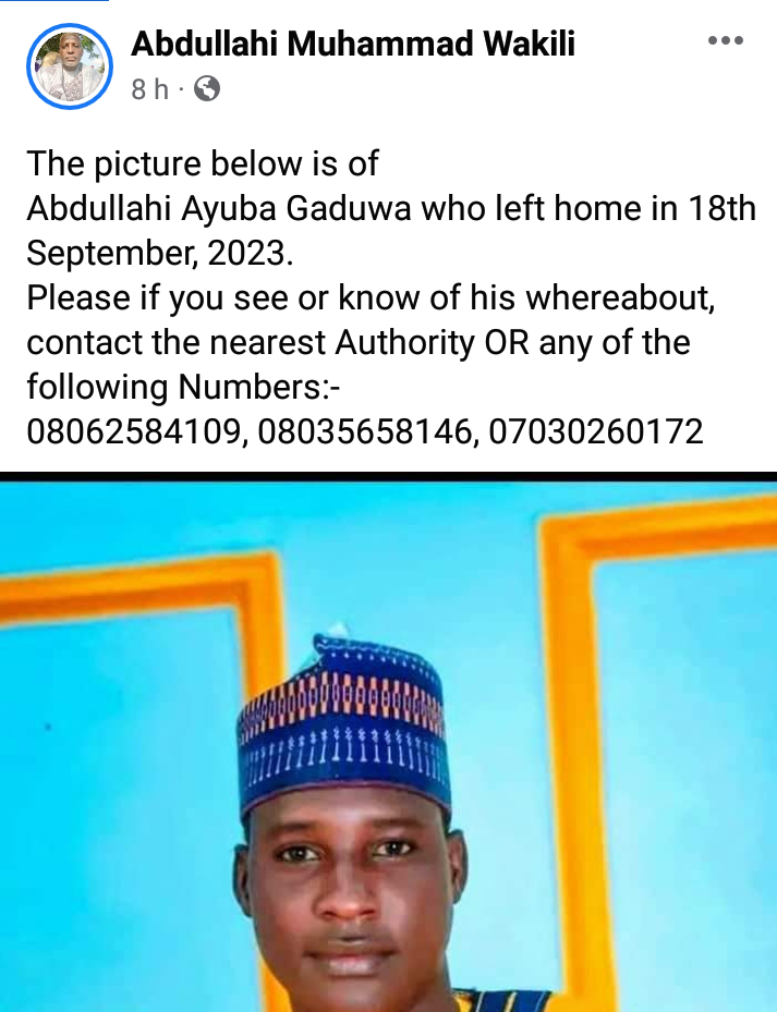 Family panics over disappearance of Kano graduate five months after leaving home for job interview in Lagos
