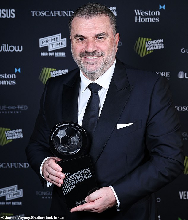 Tottenham head coach Ange Postecoglou beats Arsenal counterpart to Manager of the Year honour at London Football Awards