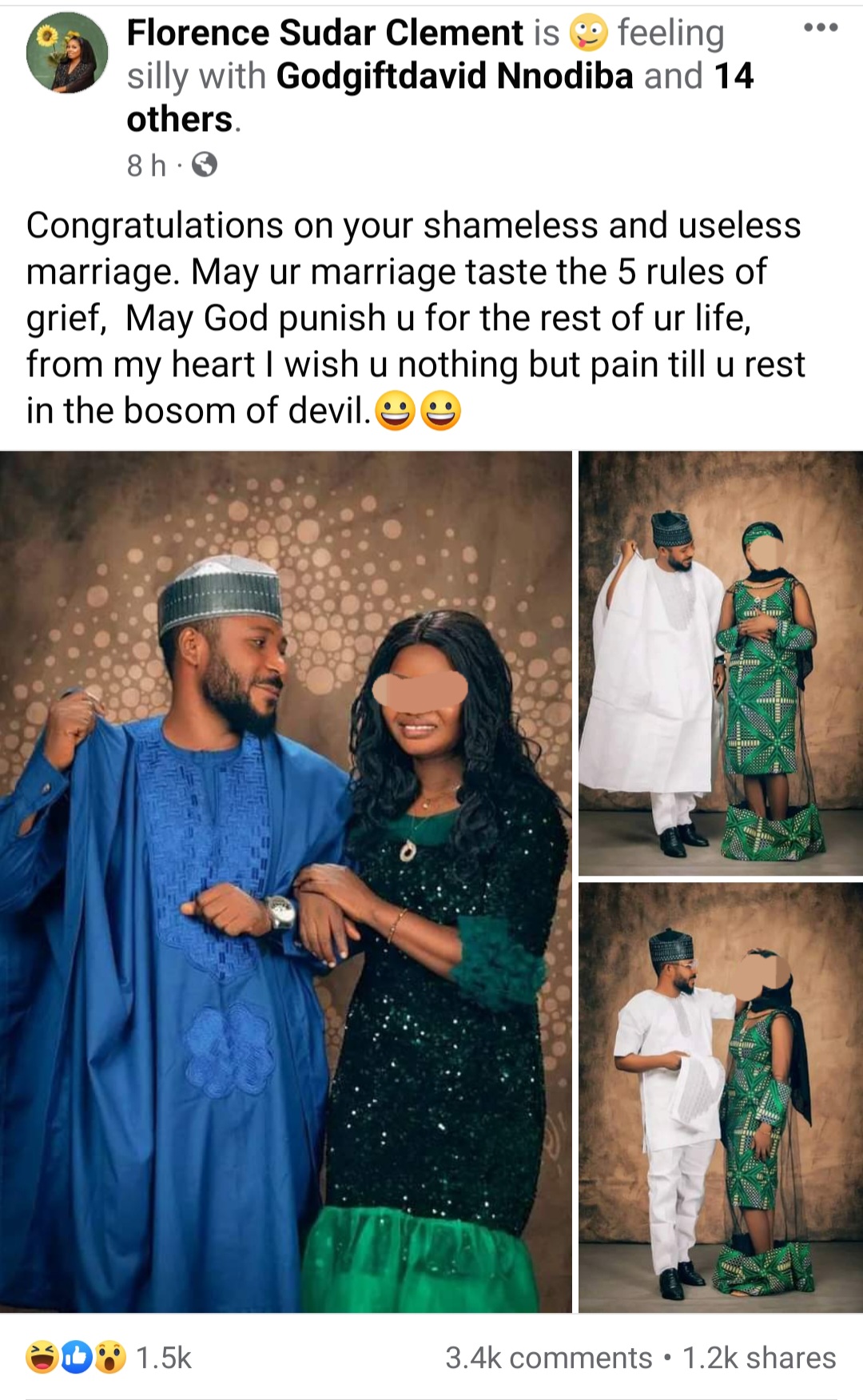 Woman curses her ex and his fiancee after he shared pre-wedding photos and tagged her