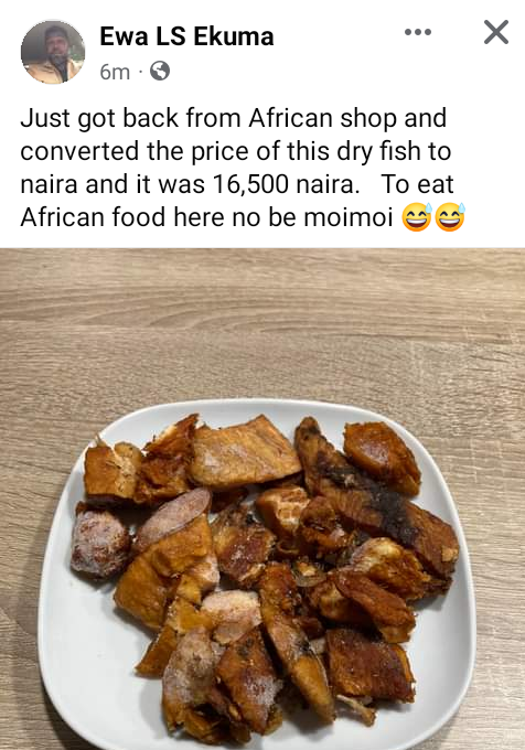 Poland-based Nigerian man shares photo of dry fish he bought for N16,500 from African shop