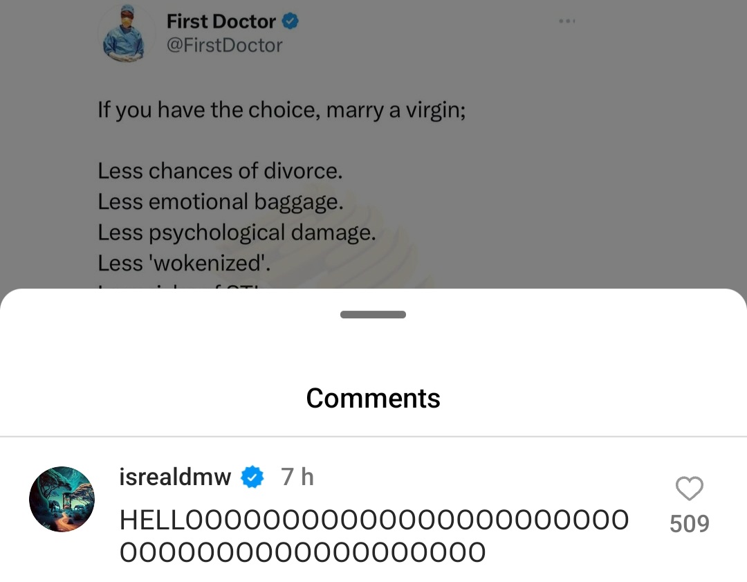 Israel DMW reacts as doctor lists benefits of marrying a virgin