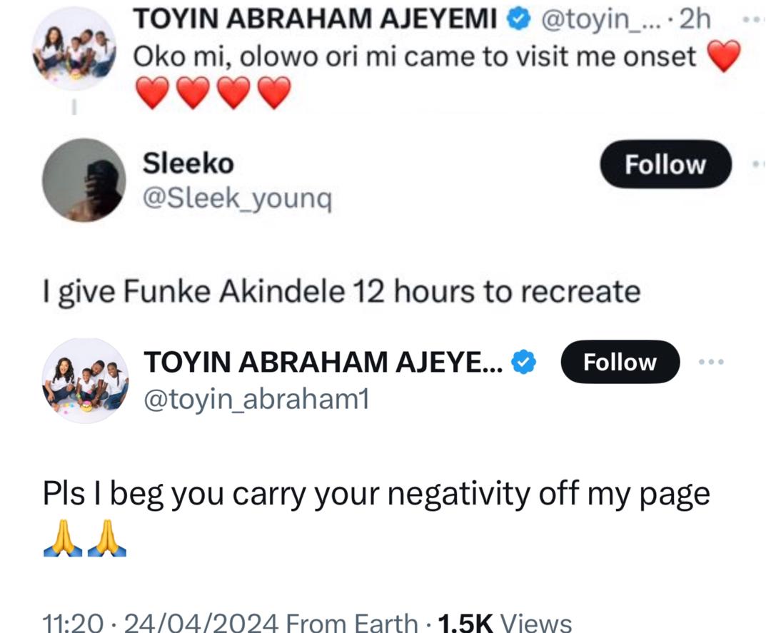 Toyin Abraham calls out follower who left negative comment about Funke Akindele under her post