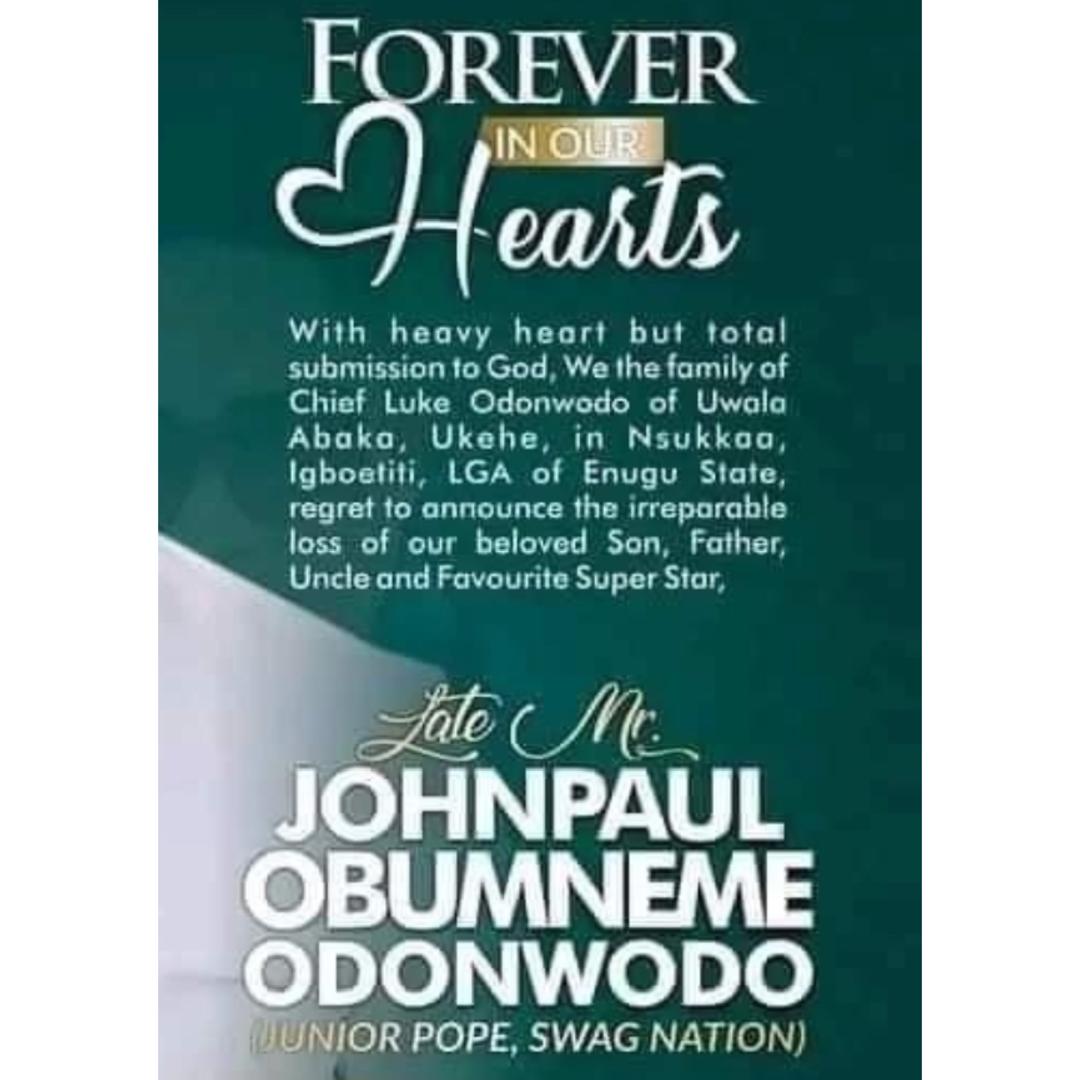 Go and ask his brother - Movie producer Stanley Nwoko tells Nigerians asking why ?Husband? was not included in Jnr Pope?s obituary