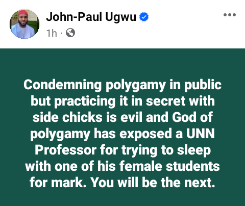 Condemning polygamy in public but practicing it in secret with side chicks is evil - Nigerian man says
