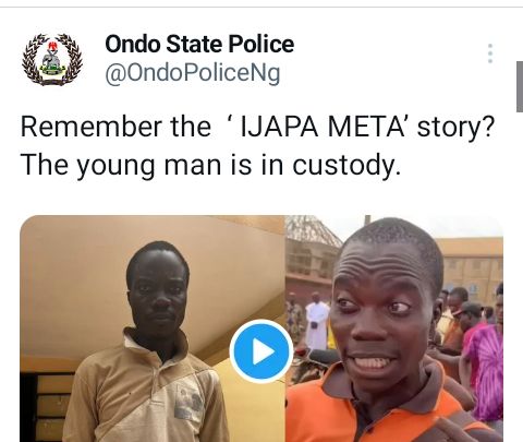 Ondo police arrest man who claimed to have seen fetish items inside car of young man labelled 