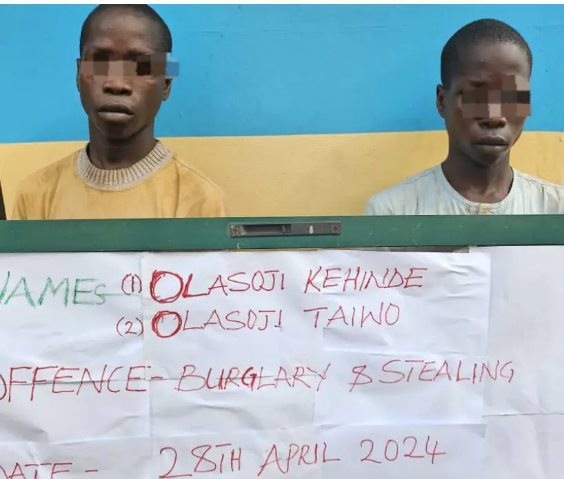 Teenage twins arrested for stealing bags of rice and beans in Ekiti