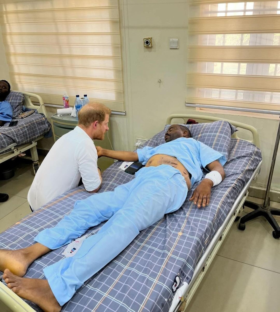 Prince Harry visits sick Nigerian soldiers at the Nigerian Military Hospital in Kaduna