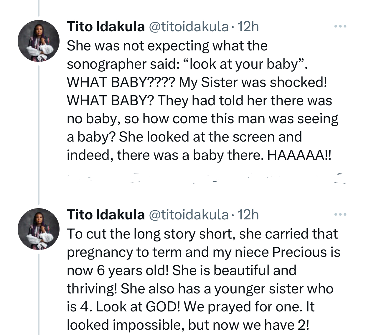 Tito Idakula testifies of how her sister almost had an evacuation six years ago after two hospitals claimed they couldn?t find a baby in her womb when she was pregnant