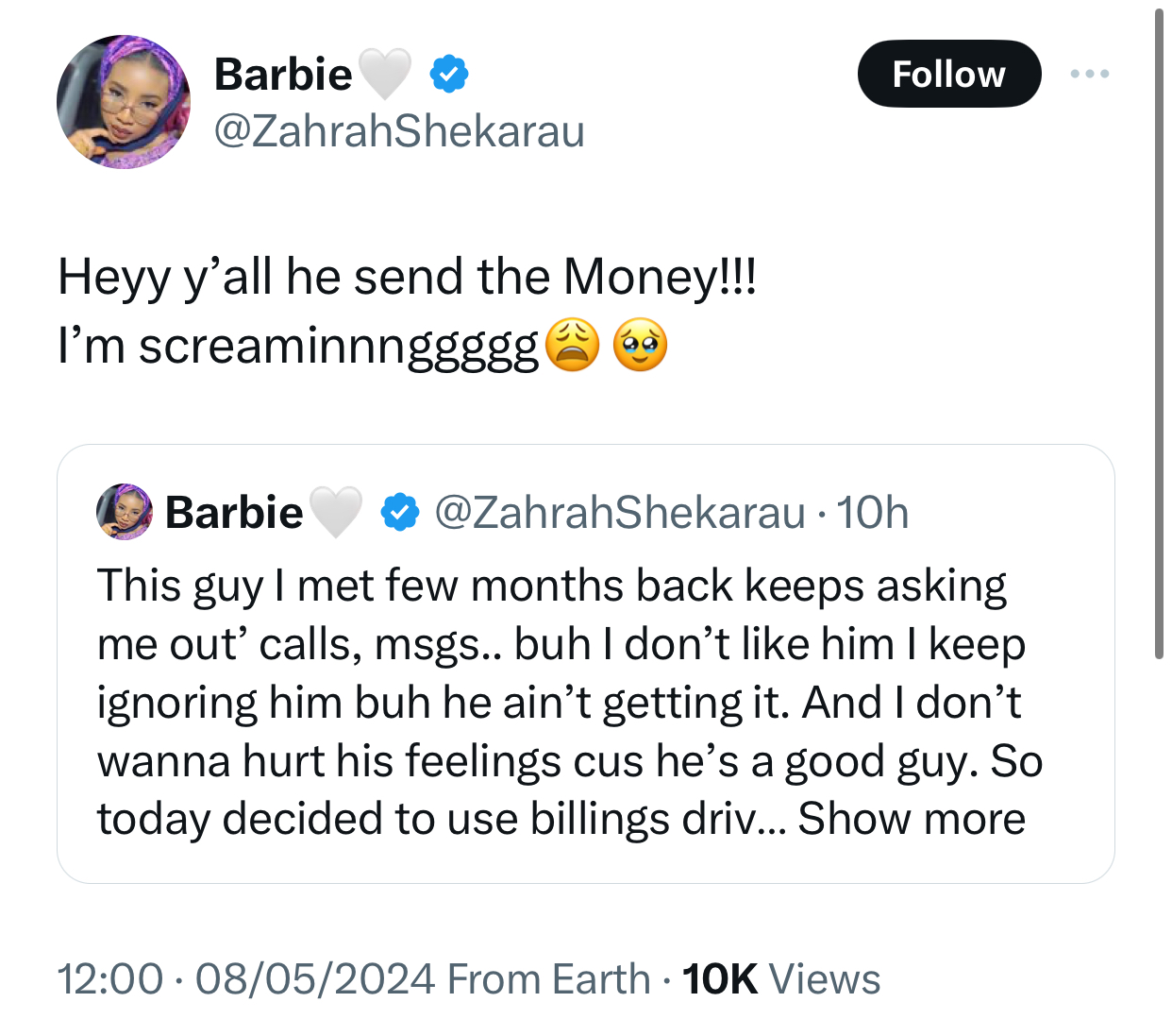 Nigerian lady shares receipts after X users doubted her claim that an admirer she is not interested in sent her some money