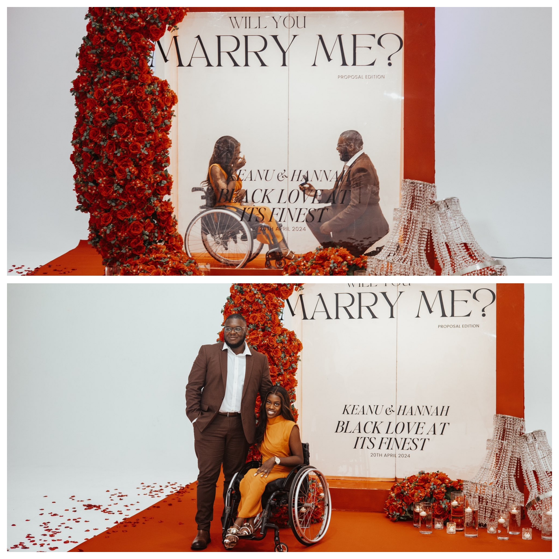 Beautiful moment man kneels to propose to his wheelchair-bound girlfriend