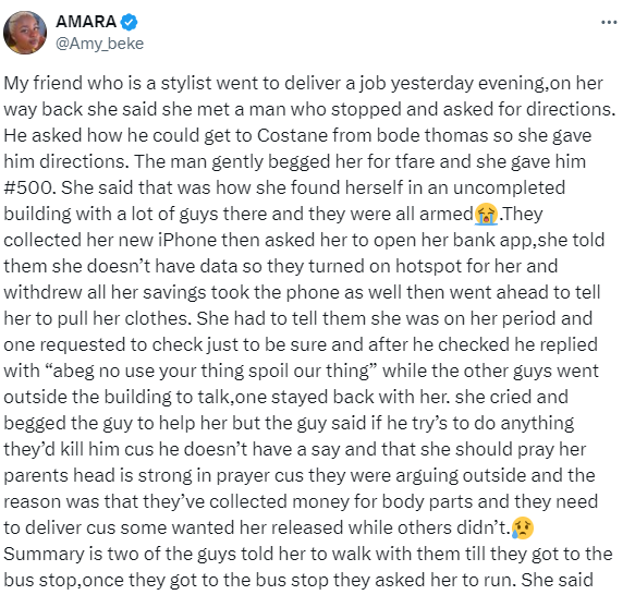 X-stories: Lady recounts how her friend got 